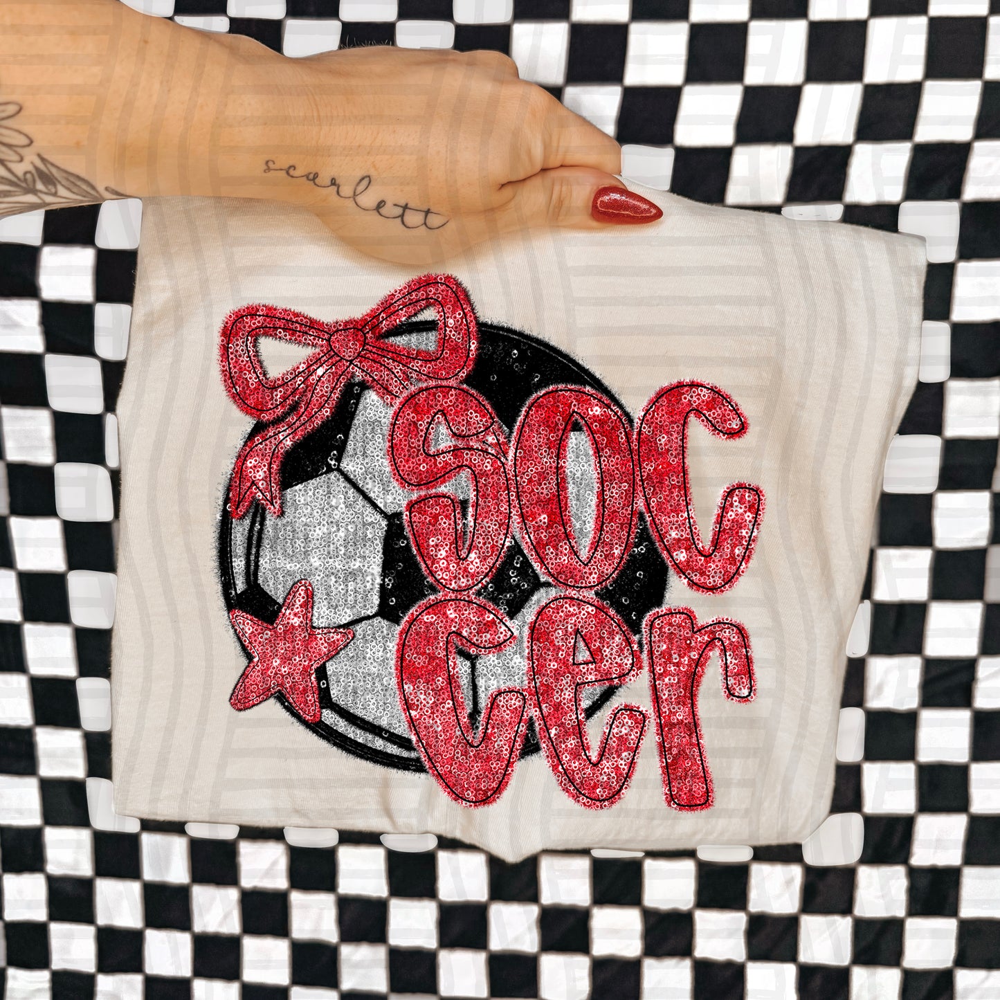 Soccer with bow -Faux sequin- Color Dropdown Digital Download 300DPI PNG FILE