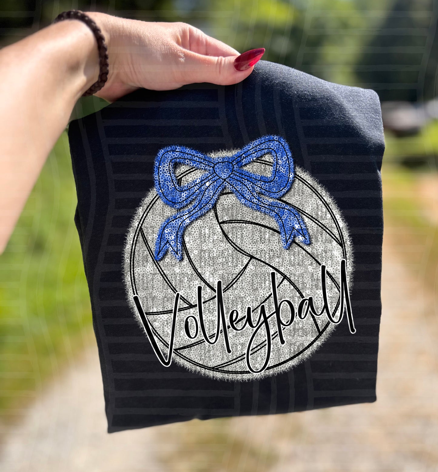 Volleyball with bow - Faux sequin- Color Dropdown Digital Download 300DPI PNG FILE
