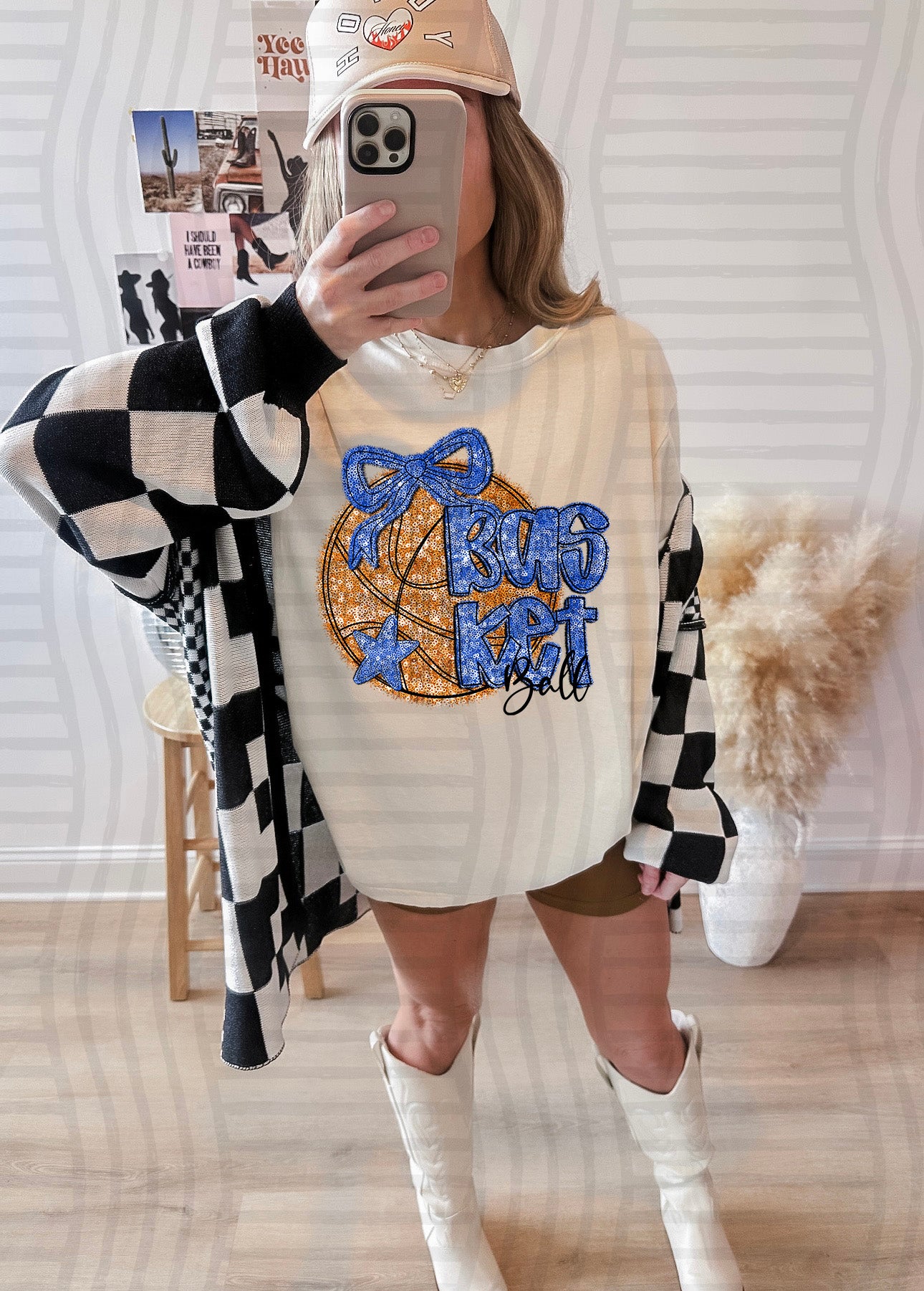 Basketball with bow - Faux sequin- Color Dropdown Digital Download 300DPI PNG FILE