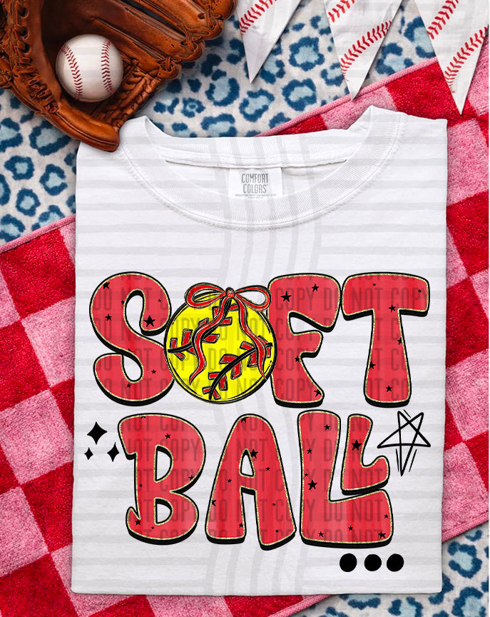 Softball Retro - Color Dropdown Digital Download 300DPI PNG FILE