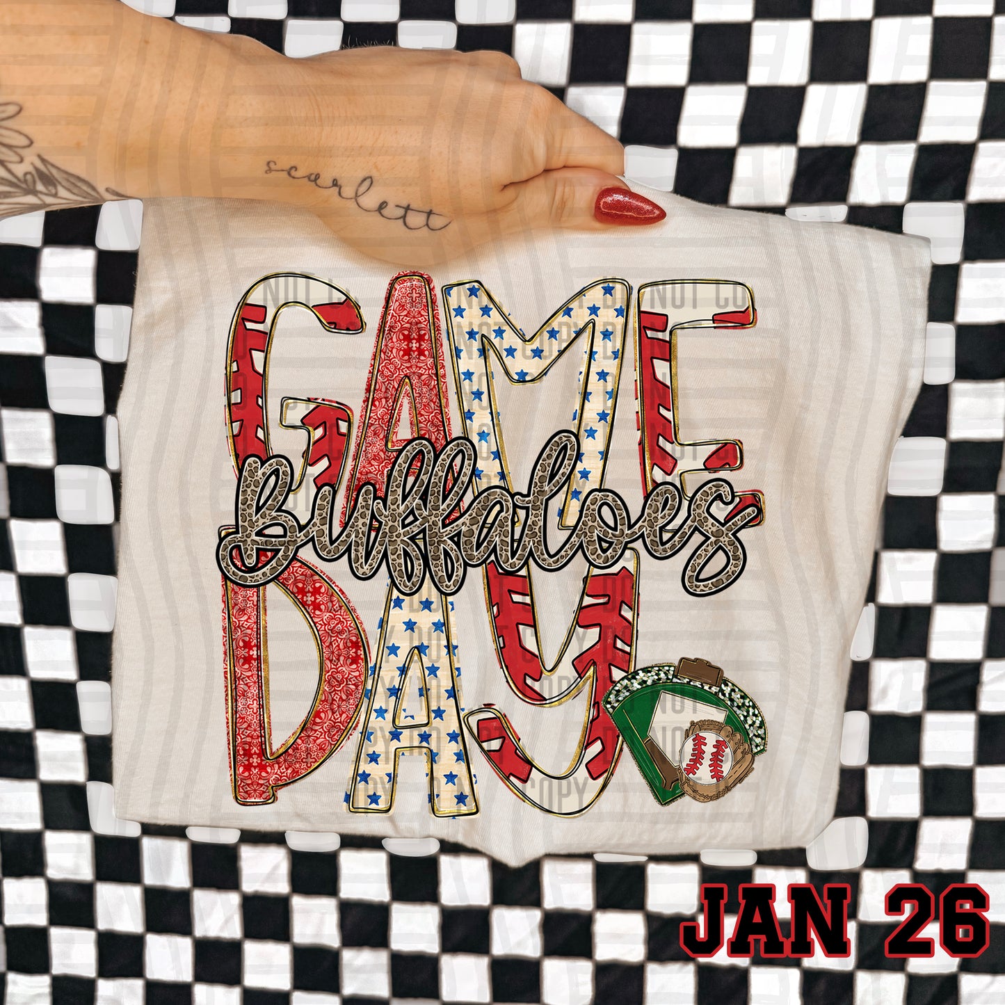 Game Day Baseball LEOPARD PRINT CENTER - Custom + DROPDOWN - 300 DPI digital download