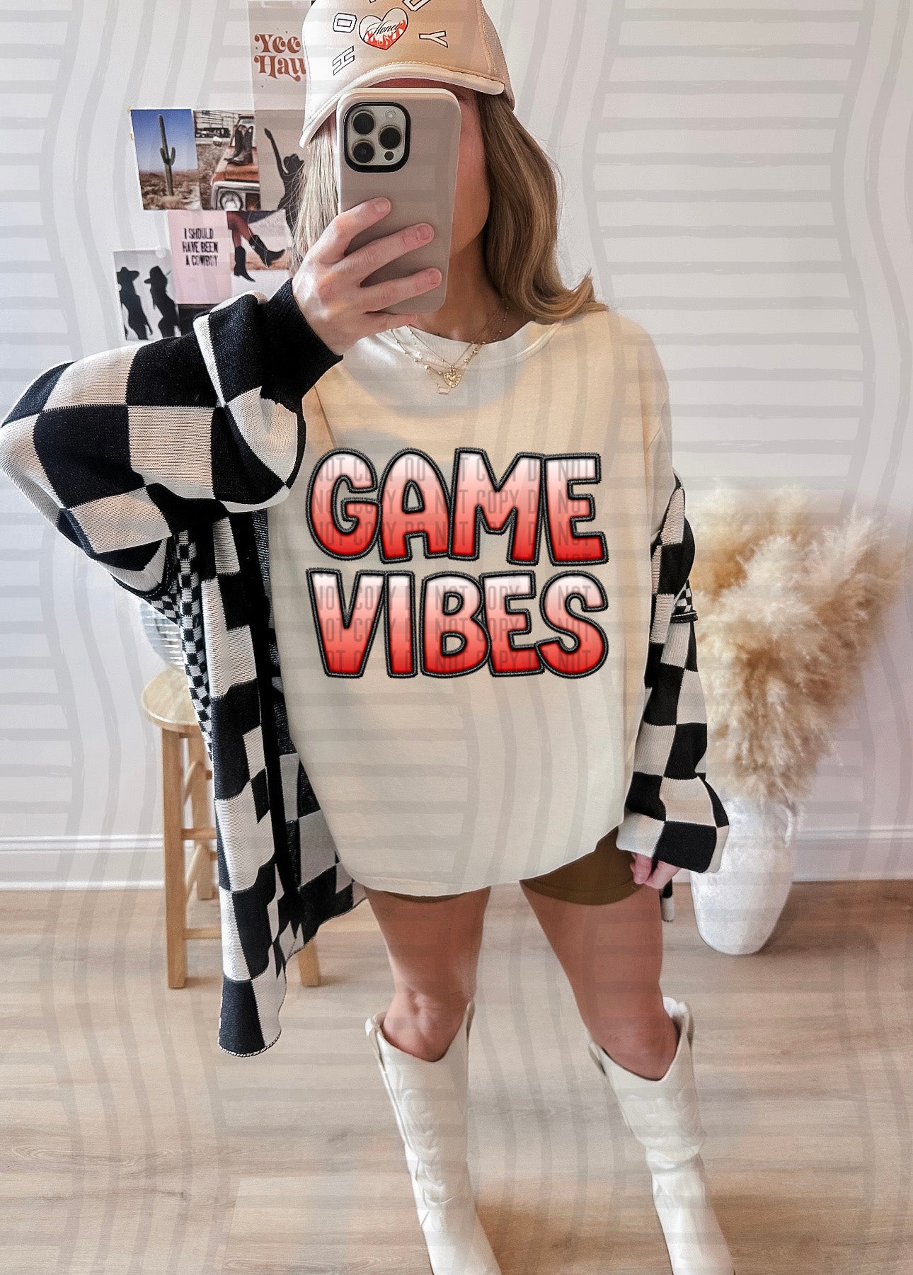 GAME VIBES - SOLID OMBRE - Faux Embroidery - Color Dropdown Digital Download 300DPI PNG FILE