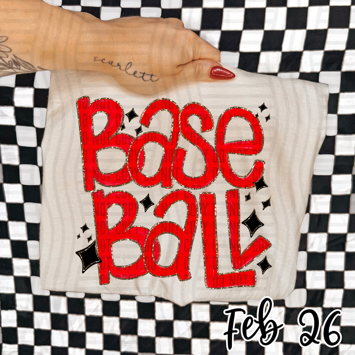 Baseball Hand Lettered -  Color Dropdown Digital Download 300DPI PNG FILE