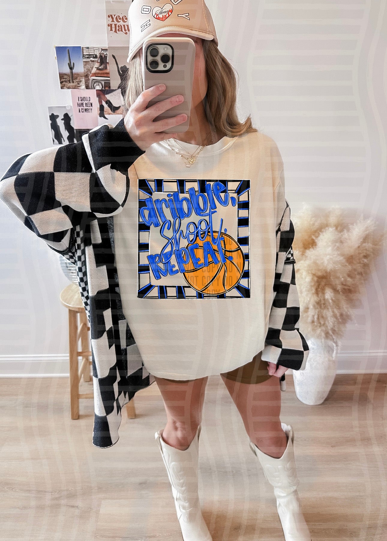 Dribble, Shoot, Repeat. - Color Dropdown Digital Download 300DPI PNG FILE