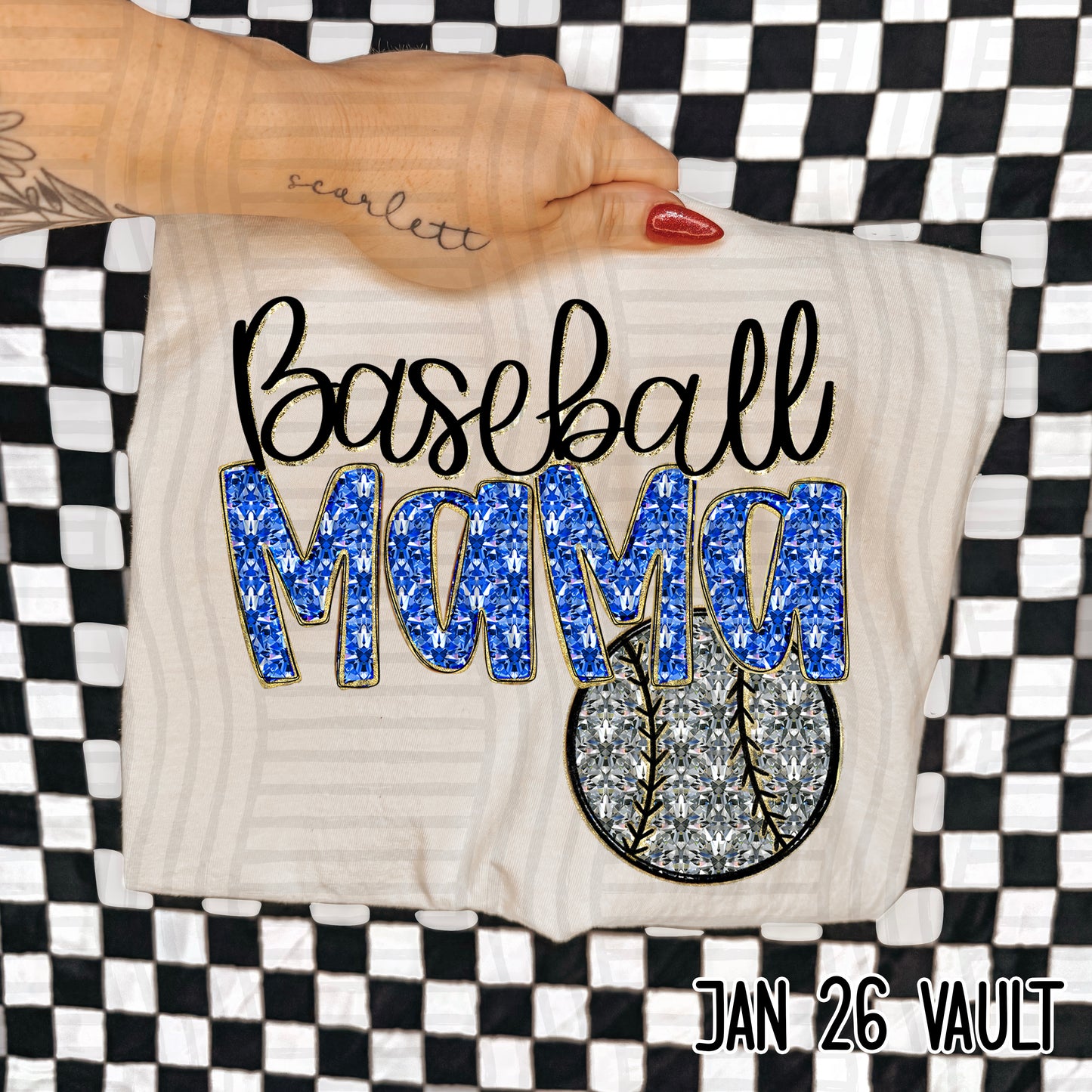Baseball Mama Bling - Faux Diamonds - Color Dropdown Digital Download 300DPI PNG FILE
