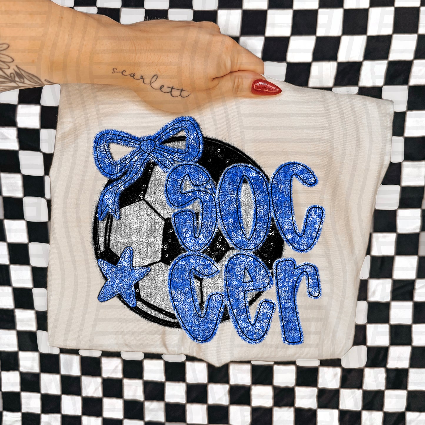 Soccer with bow -Faux sequin- Color Dropdown Digital Download 300DPI PNG FILE