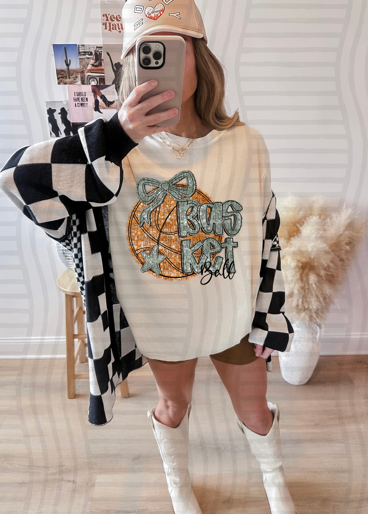 Basketball with bow - Faux sequin- Color Dropdown Digital Download 300DPI PNG FILE