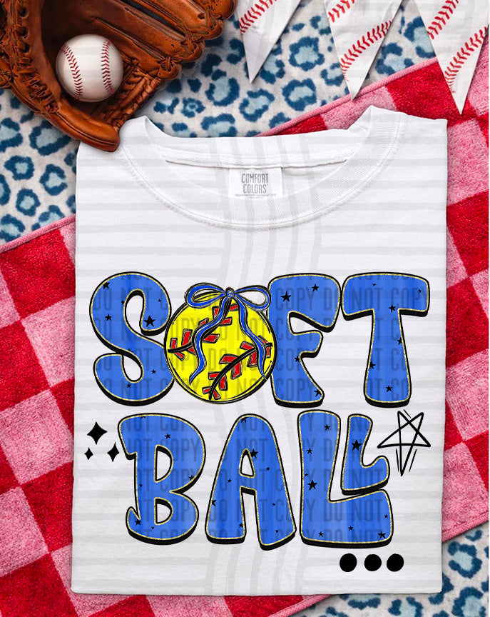Softball Retro - Color Dropdown Digital Download 300DPI PNG FILE