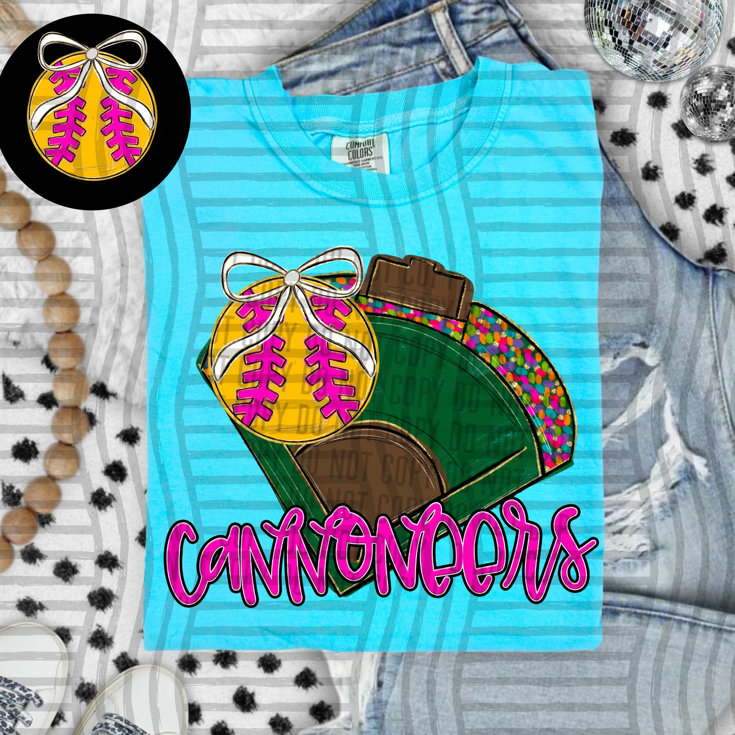 Preppy Softball Field - optional pocket + Custom + Dropdown - 300 dpi Digital Download