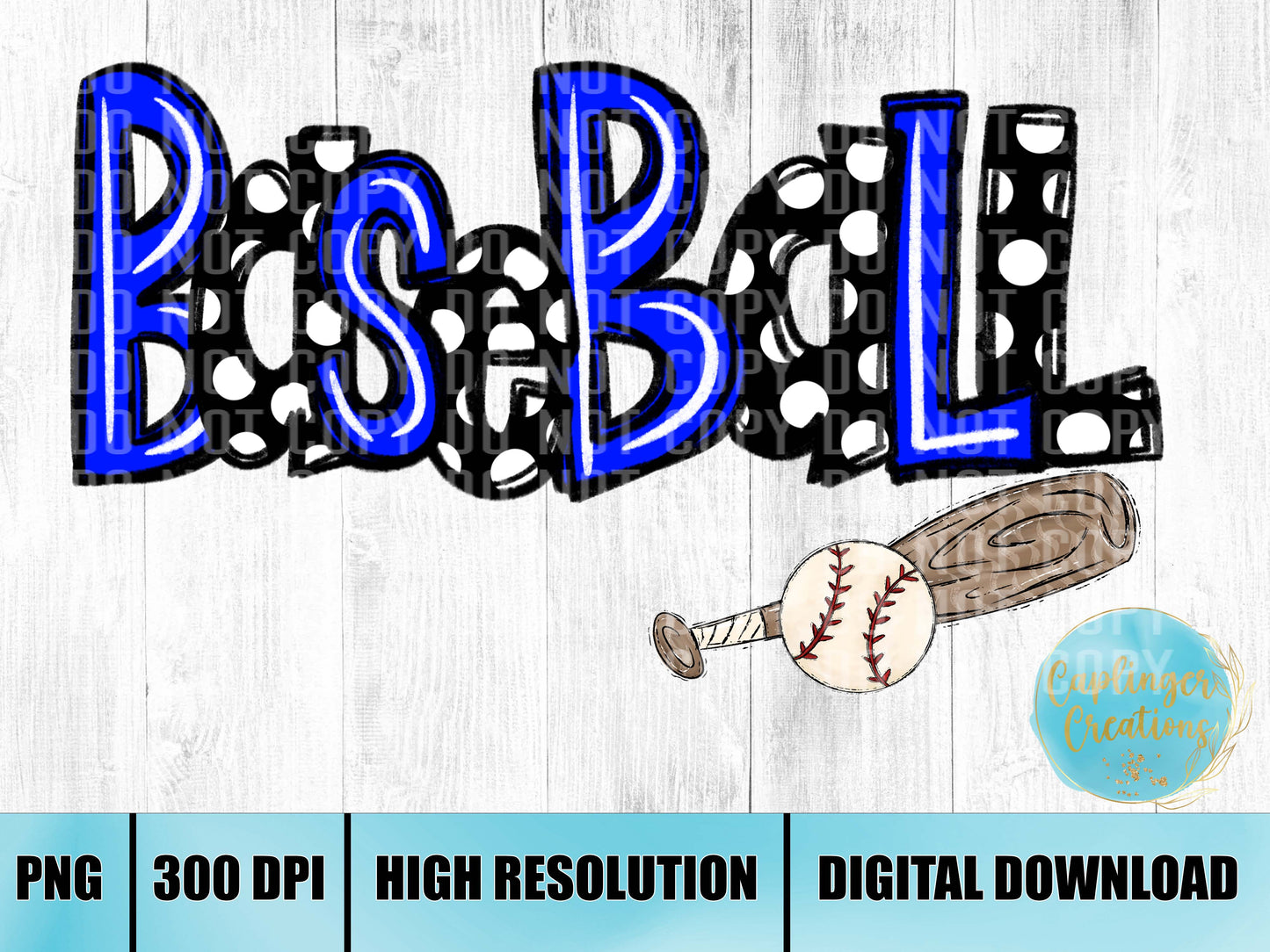 Baseball Blue/Black graphics - Digital download 300DPI PNG FILE