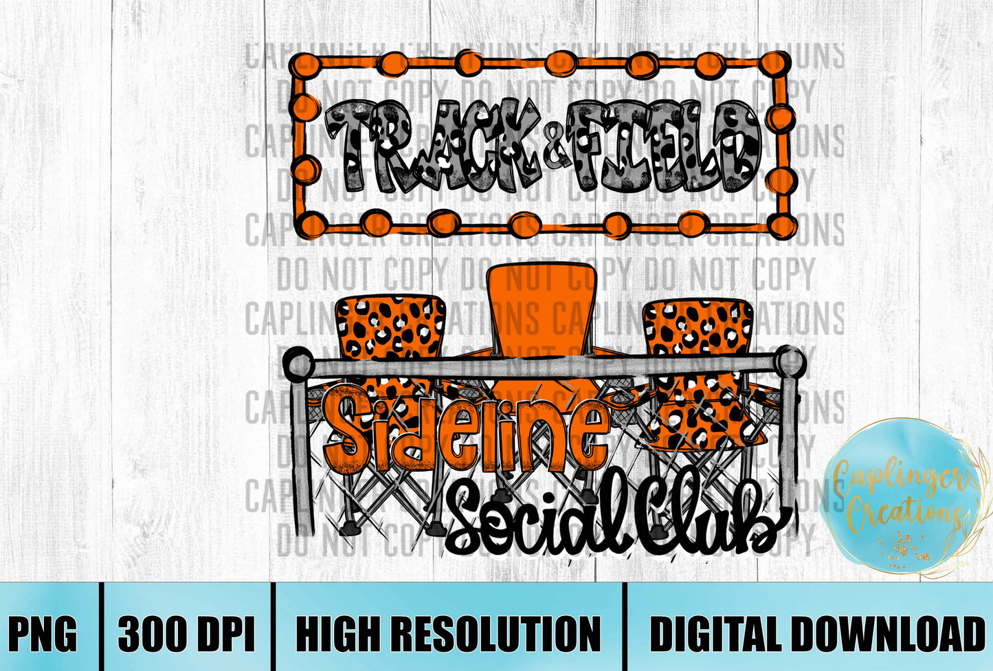 Orange Track & Field Sidelines Social Club - Digital download 300DPI PNG FILE