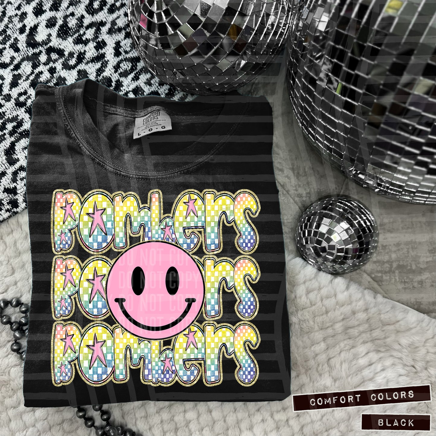 Rainbow Checker Pink Happy Triple Stacked - Digital Download 300DPI PNG FILE