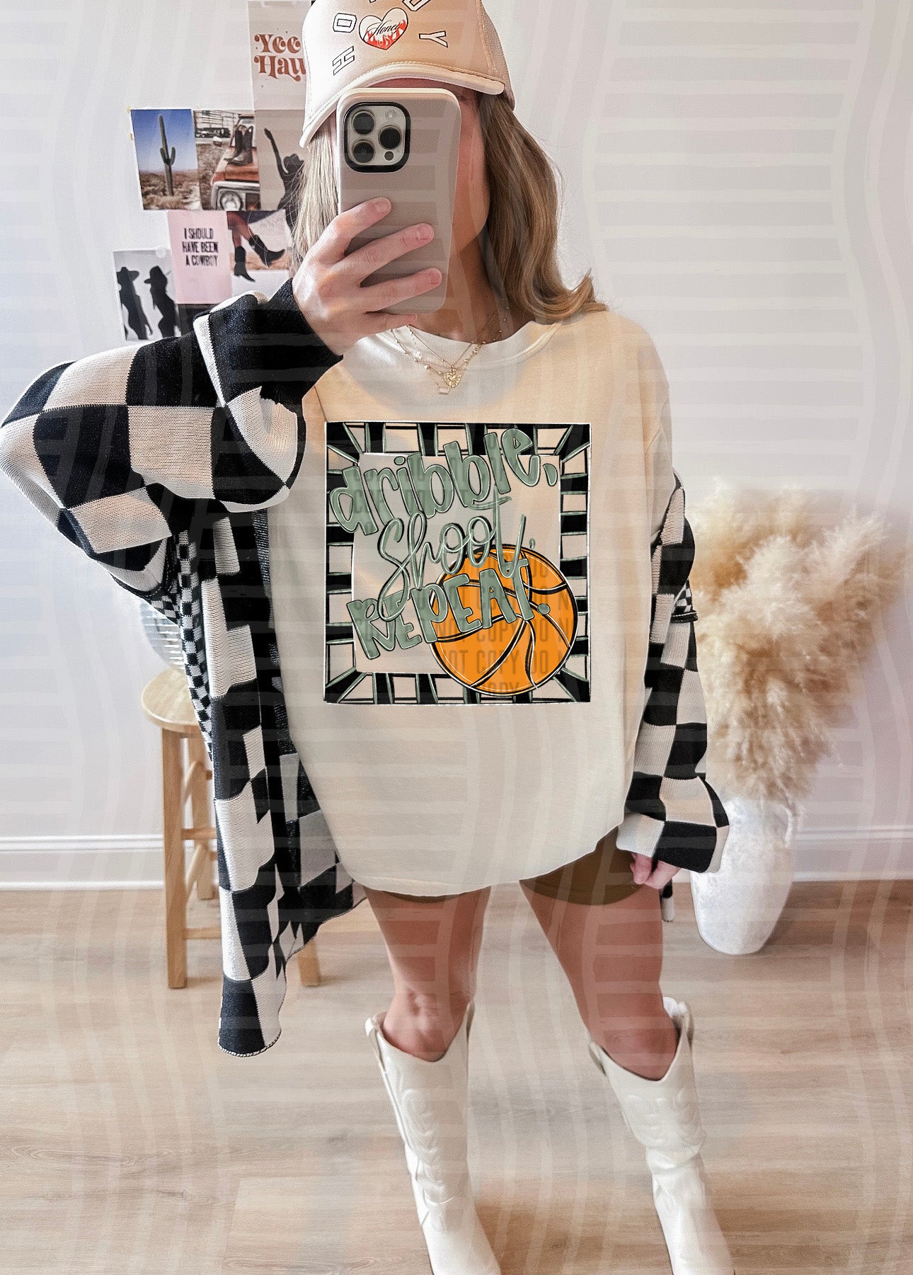 Dribble, Shoot, Repeat. - Color Dropdown Digital Download 300DPI PNG FILE