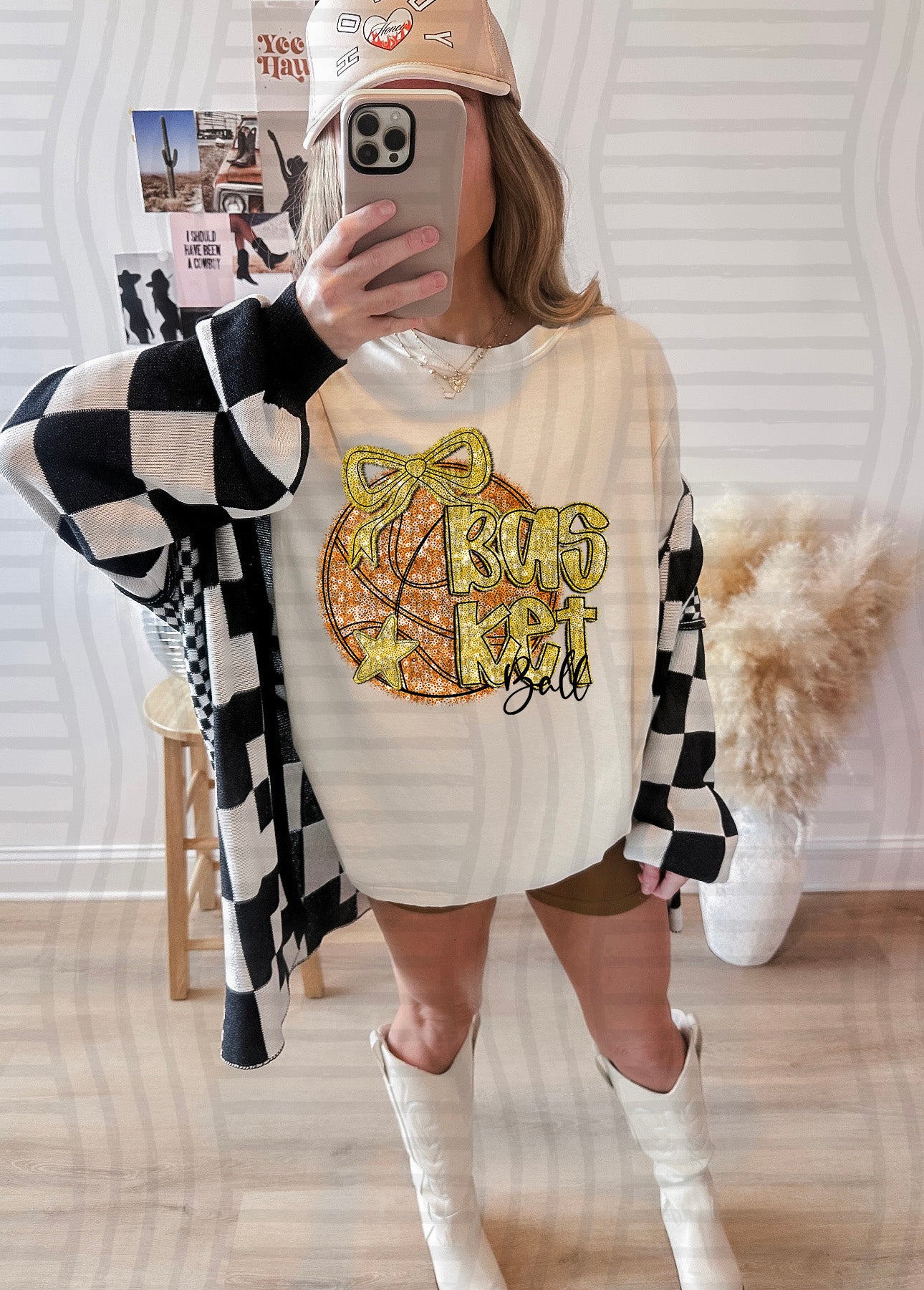 Basketball with bow - Faux sequin- Color Dropdown Digital Download 300DPI PNG FILE