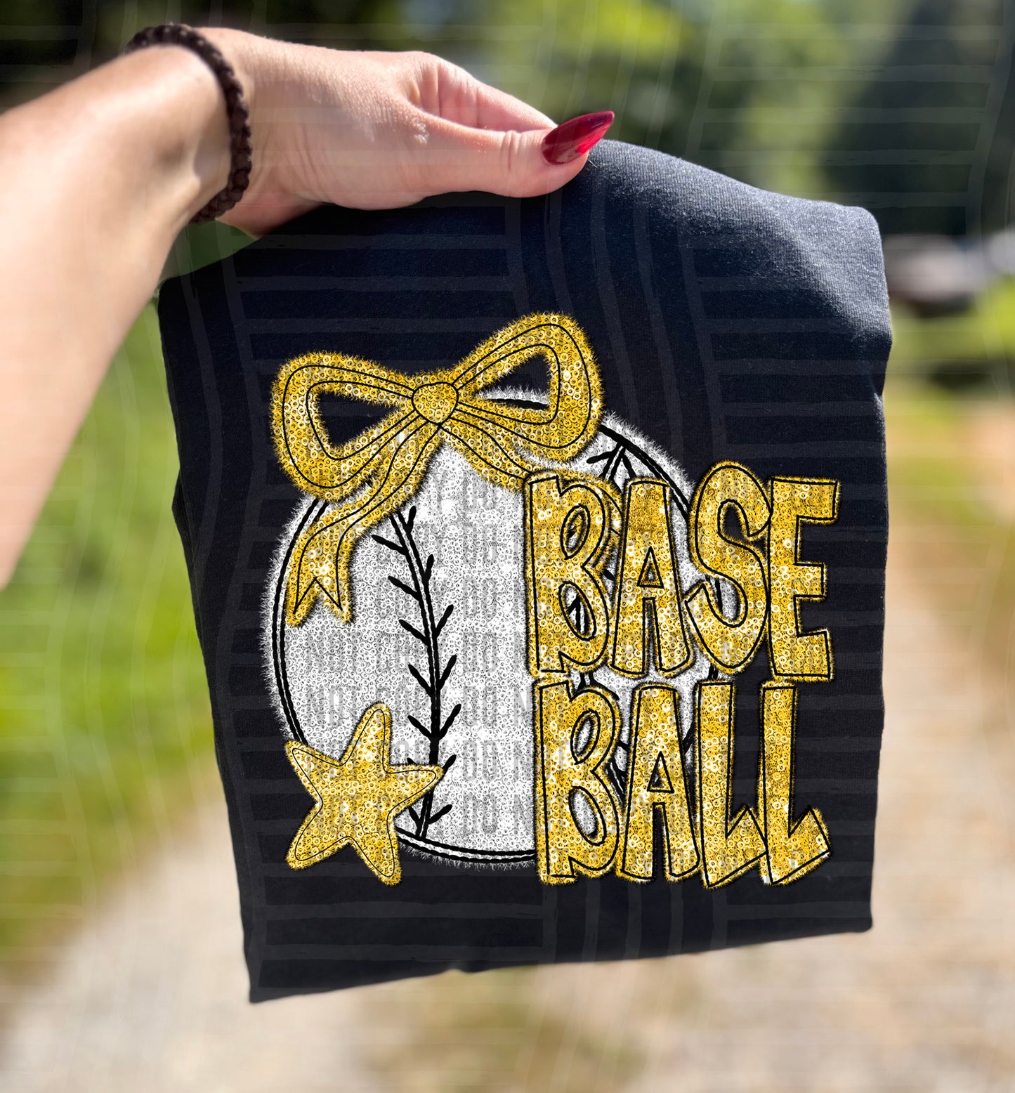 Baseball with bow - Faux sequin- Color Dropdown Digital Download 300DPI PNG FILE