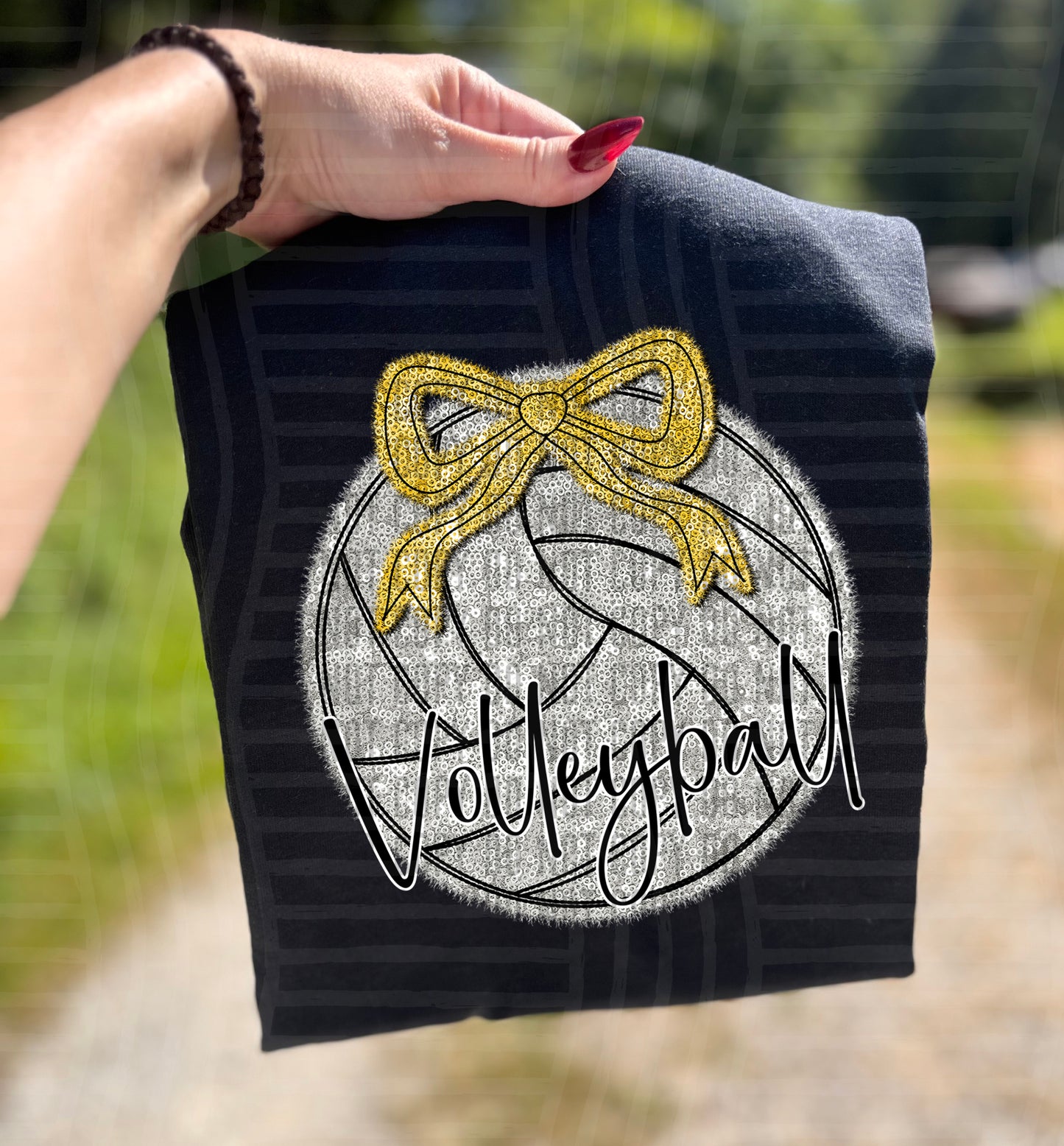 Volleyball with bow - Faux sequin- Color Dropdown Digital Download 300DPI PNG FILE