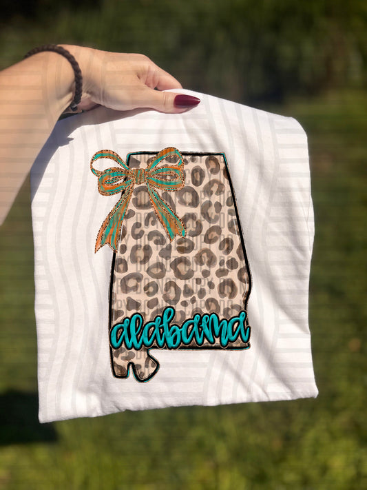PICK A STATE -  Teal and Leopard - Digital download 300DPI PNG FILE