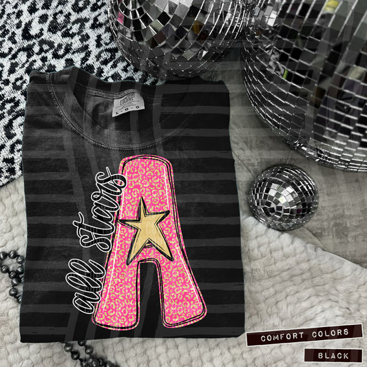 Pink Leopard Single Letter - Dropdown + CUSTOM- Digital Download 300DPI PNG FILE