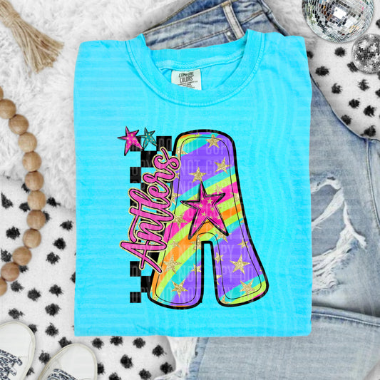 Rainbow Swirl Initial -Dropdown + Custom option - Digital Download 300DPI PNG FILE