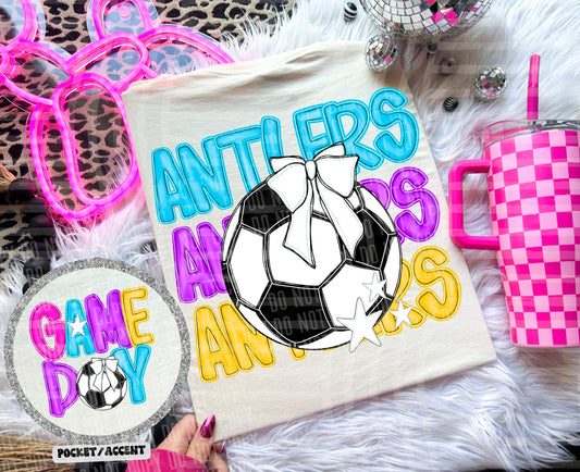 Bright Preppy Stacked Soccer Dropdown Digital Download 300DPI PNG FILE