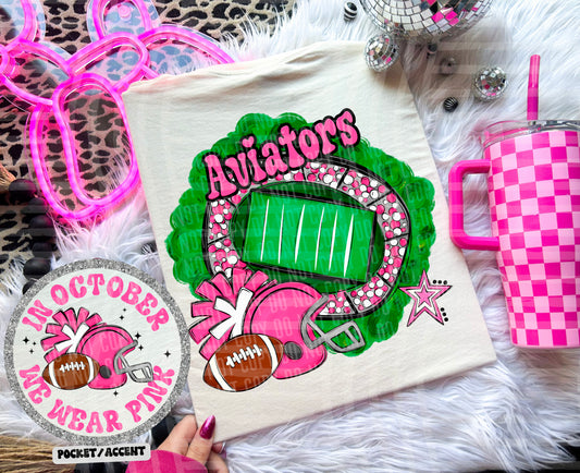 In OCT we wear PINK Football + +OPTIONAL POCKET + CUSTOM - Dropdown - Digital Download 300DPI PNG FILE