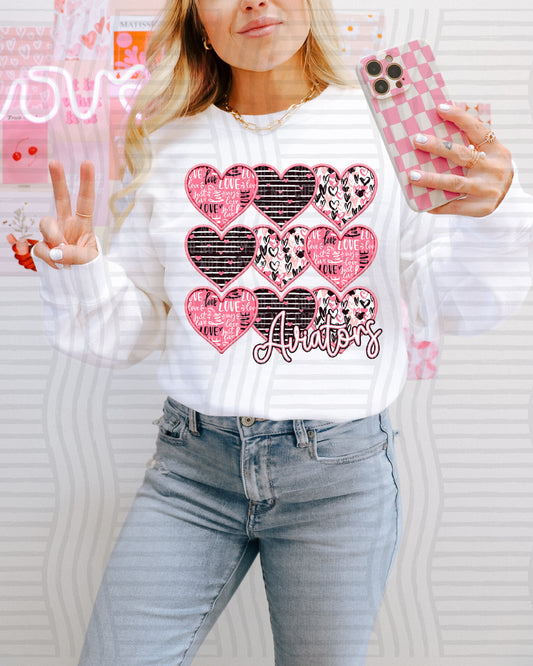 Faux Embroidery Heart Mascots - Custom + Dropdown - 300 dpi Digital Download