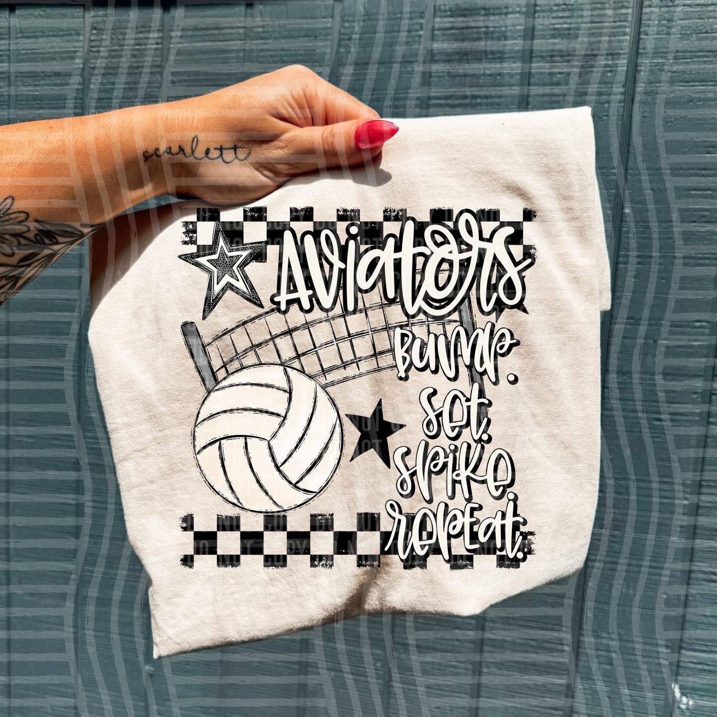 Volleyball Bump set spike repeat - Dropdown - Digital Download 300DPI PNG FILE