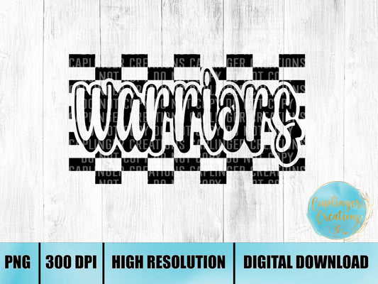 checkered team WARRIORS - Digital download 300DPI PNG FILE