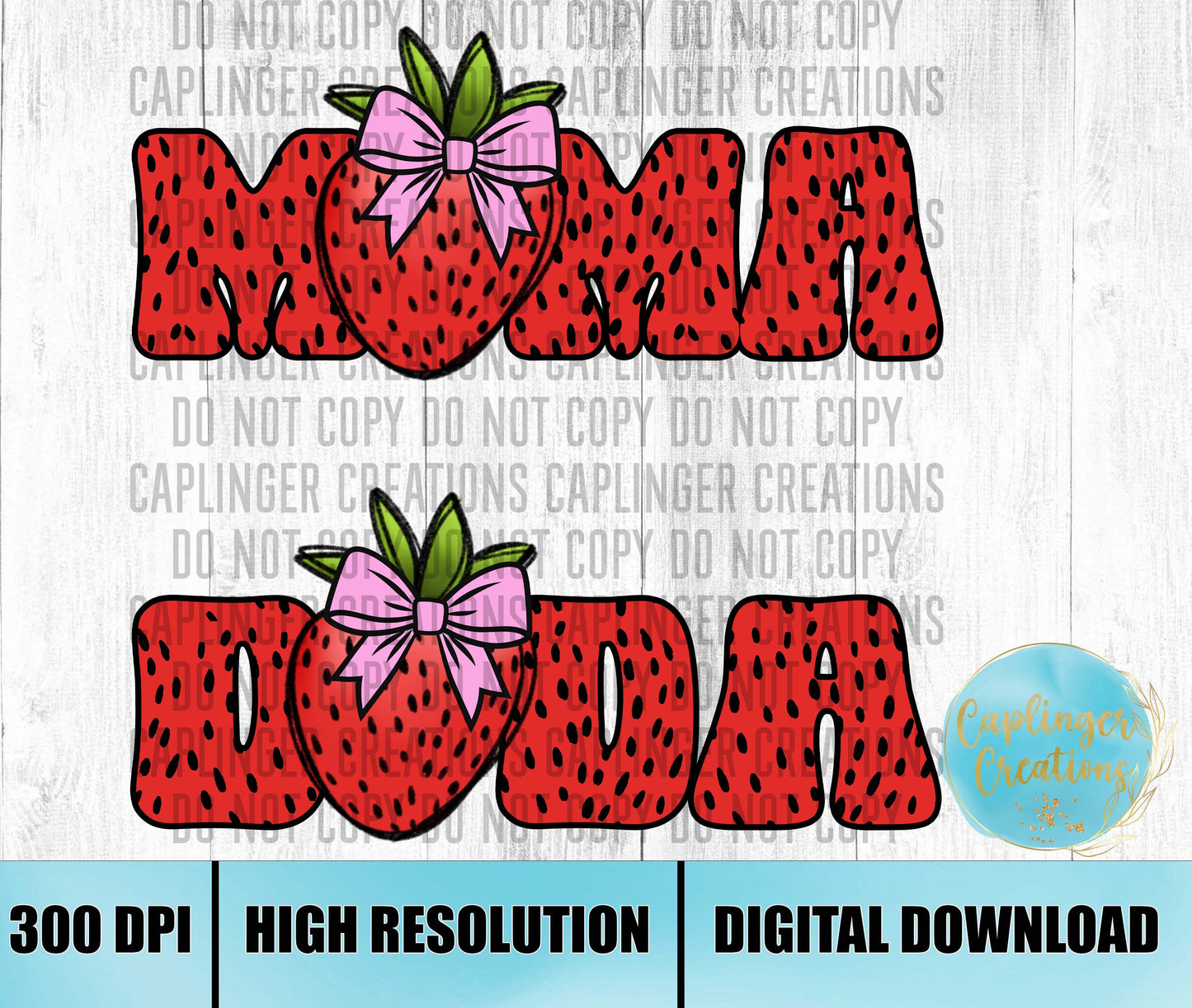 Strawberry Mama & Dada - Digital download 300DPI PNG FILE