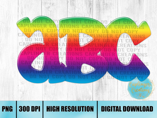 RAINBOW PUFF - ALPHA SET A-Z - Digital download 300DPI PNG FILE