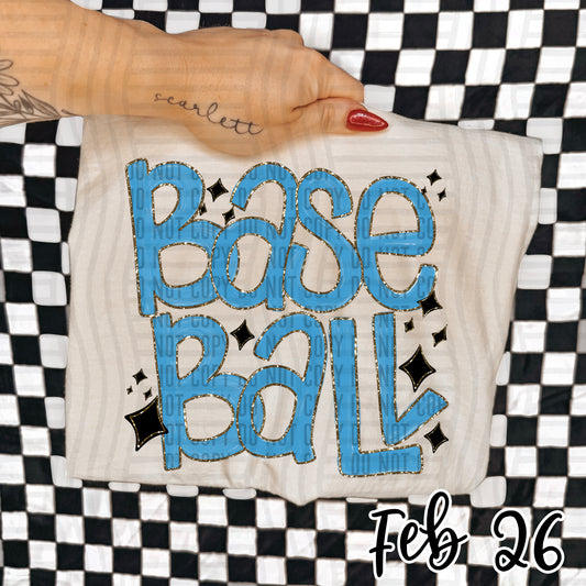 Baseball Hand Lettered -  Color Dropdown Digital Download 300DPI PNG FILE