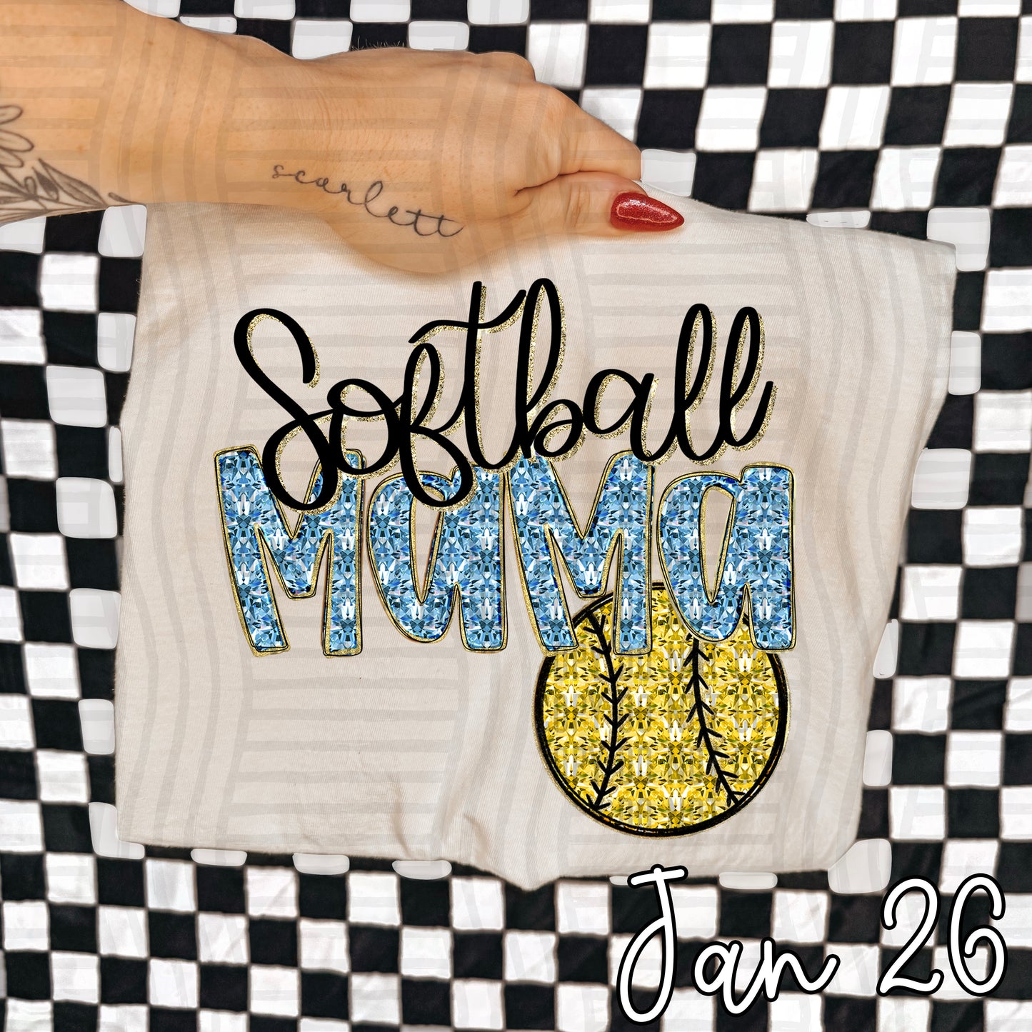 SOFTBALL Mama Bling - Faux Diamonds - Color Dropdown Digital Download 300DPI PNG FILE