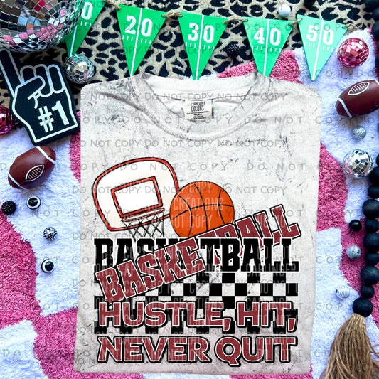 BASKETBALL hustle, hit , never quit - Color Dropdown Digital Download 300DPI PNG FILE