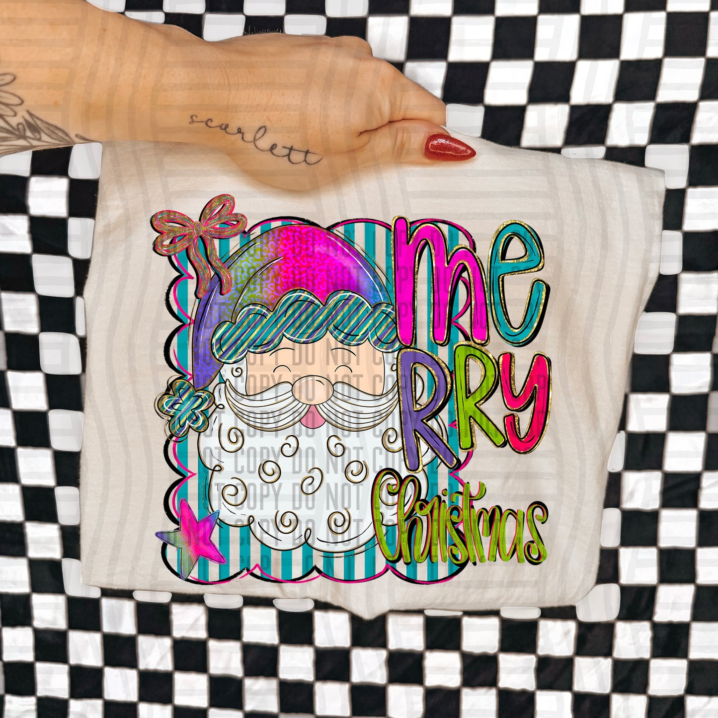 Hand Drawn Santa - Rainbow Leopard - Choose DESIGN 300DPI PNG FILE