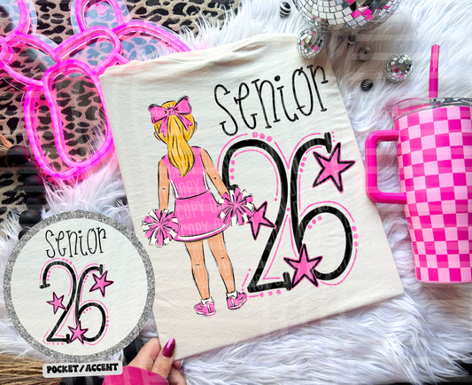 CHEERLEADER SENIOR 2026 - optional matching Pocket  - Digital download 300DPI PNG FILE