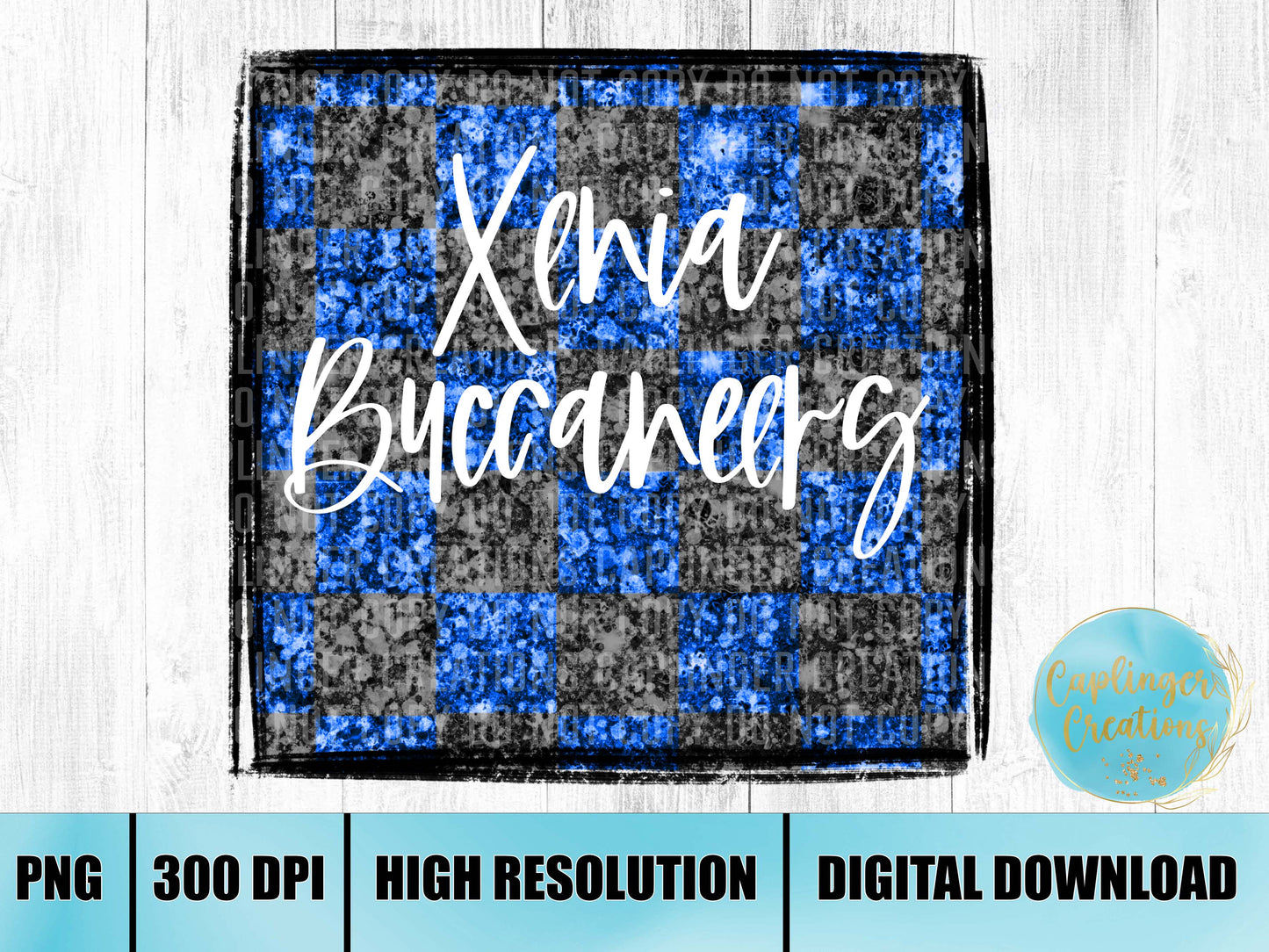 Blue checkered background Xenia Bucs - Digital download 300DPI PNG FILE