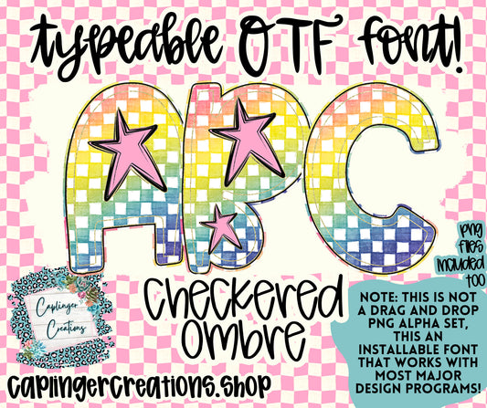 Checkered Ombre - TYPEABLE OTF FONT + PNGS - Digital download