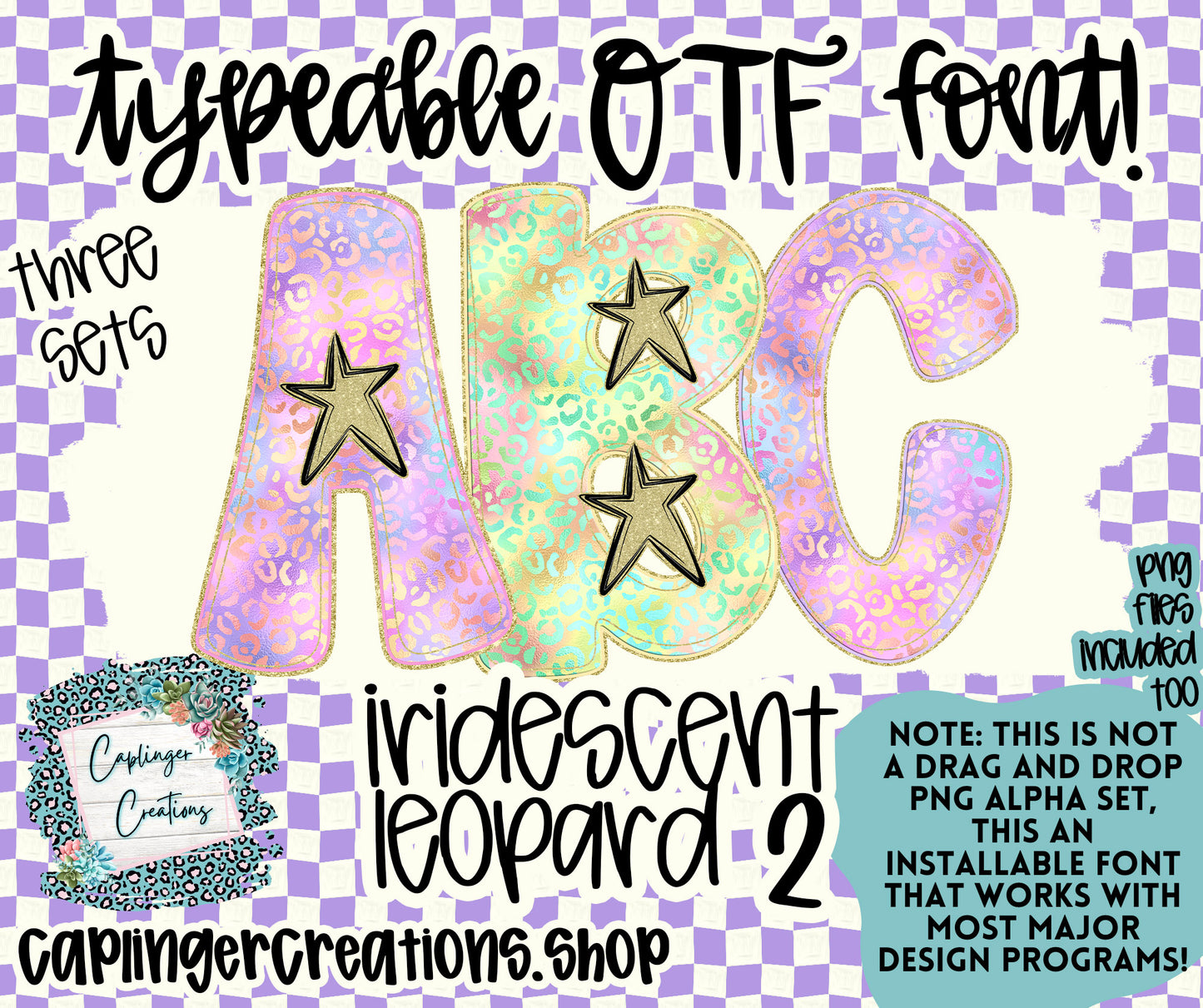 Iridescent Leopard 2- TYPEABLE OTF FONT + PNGS - Digital download