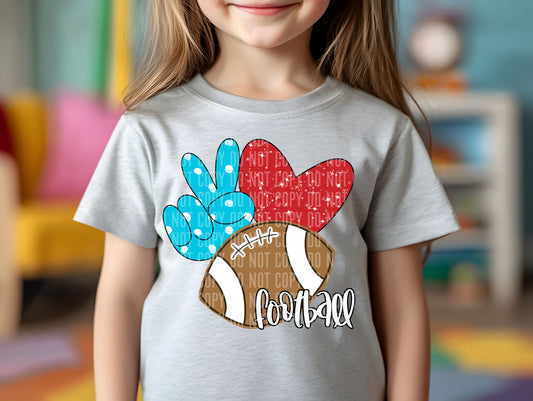 Peace Love Football Color Dropdown Digital Download 300DPI PNG FILE