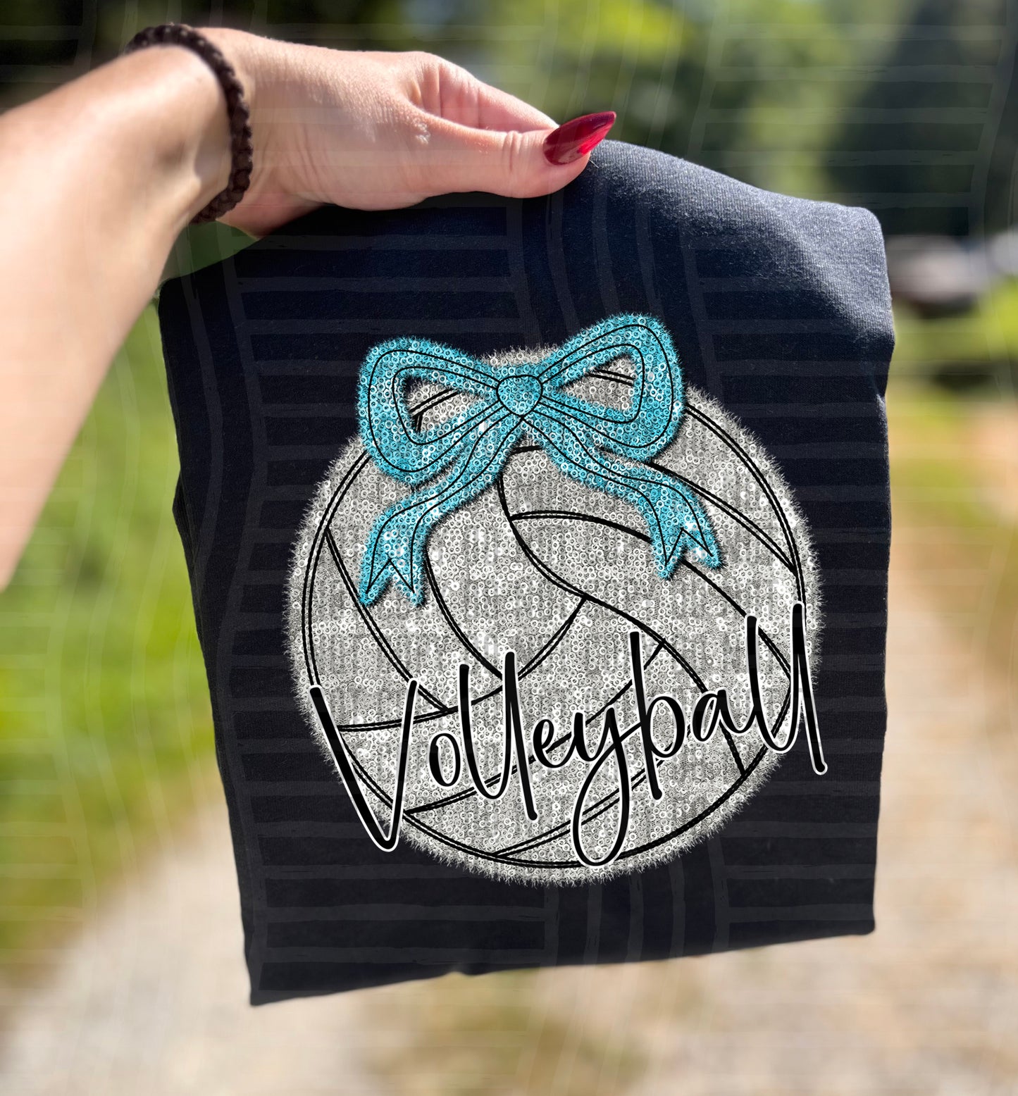 Volleyball with bow - Faux sequin- Color Dropdown Digital Download 300DPI PNG FILE