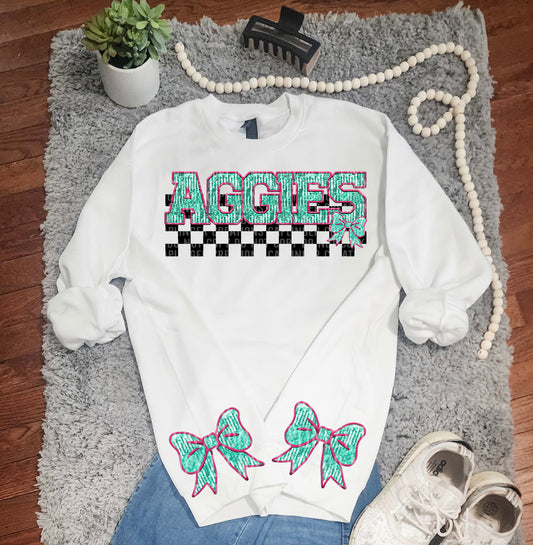 Turquoise and Pink Faux Embroidery Masots - DROPDOWN + CUSTOM - Digital Download 300DPI PNG FILE