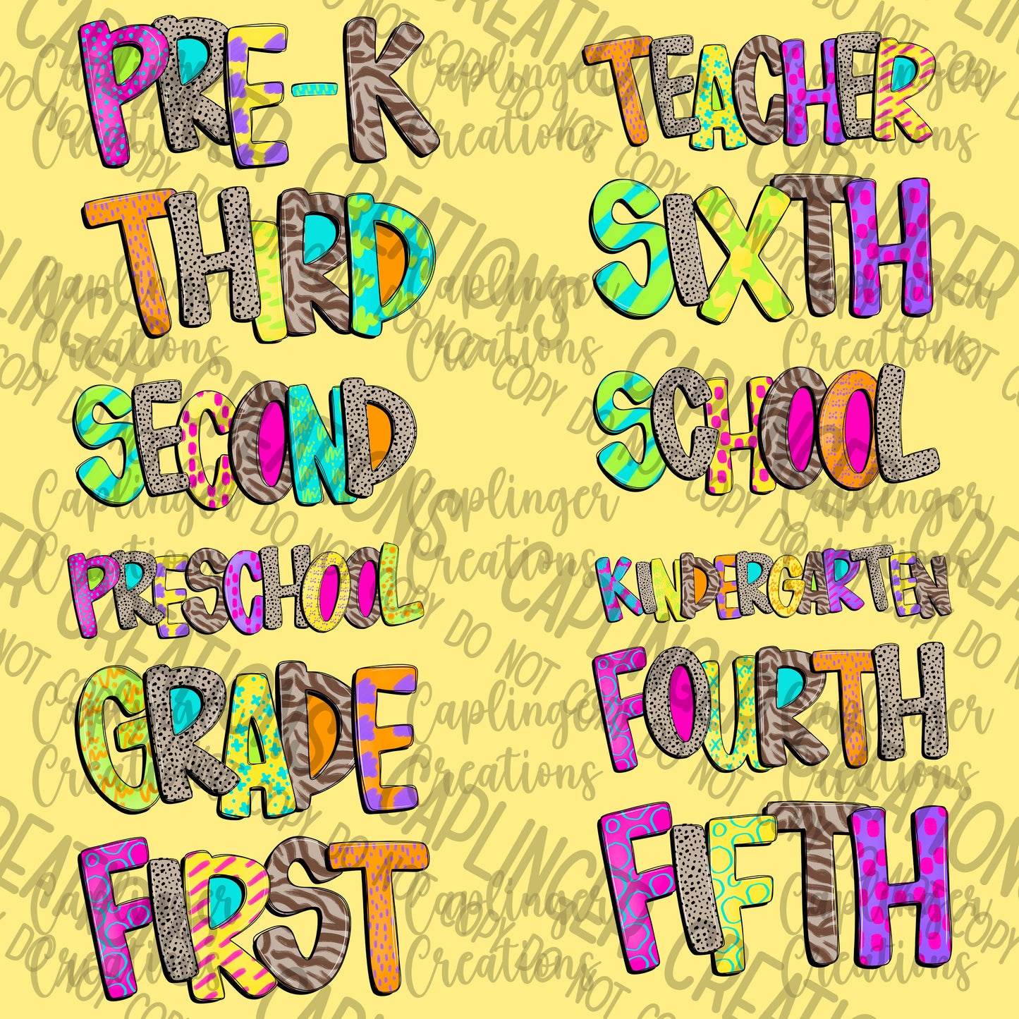 Funky Mix up Clipart words - Can be used in digital designs- 300 DPI digital download