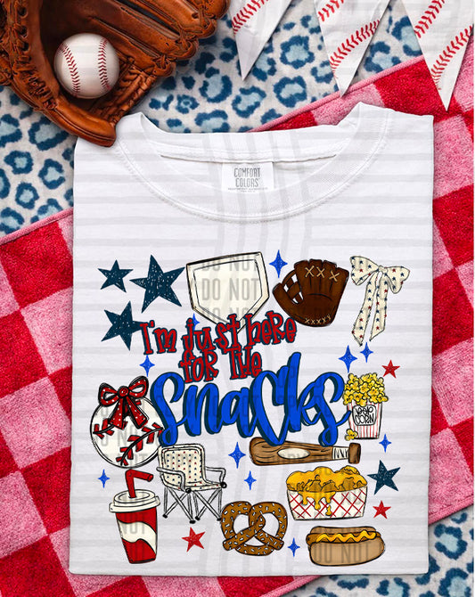 I'm just here for the snacks - baseball/softball - Color Dropdown Digital Download 300DPI PNG FILE
