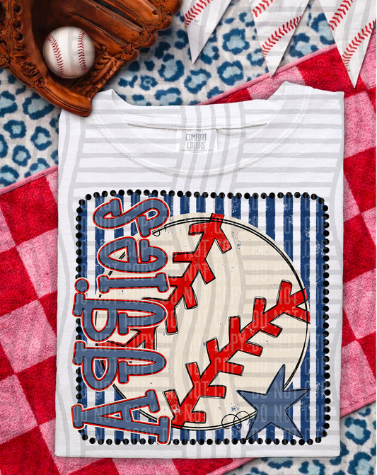Baseball RWB Framed -  Custom + DROPDOWN - 300 DPI digital download
