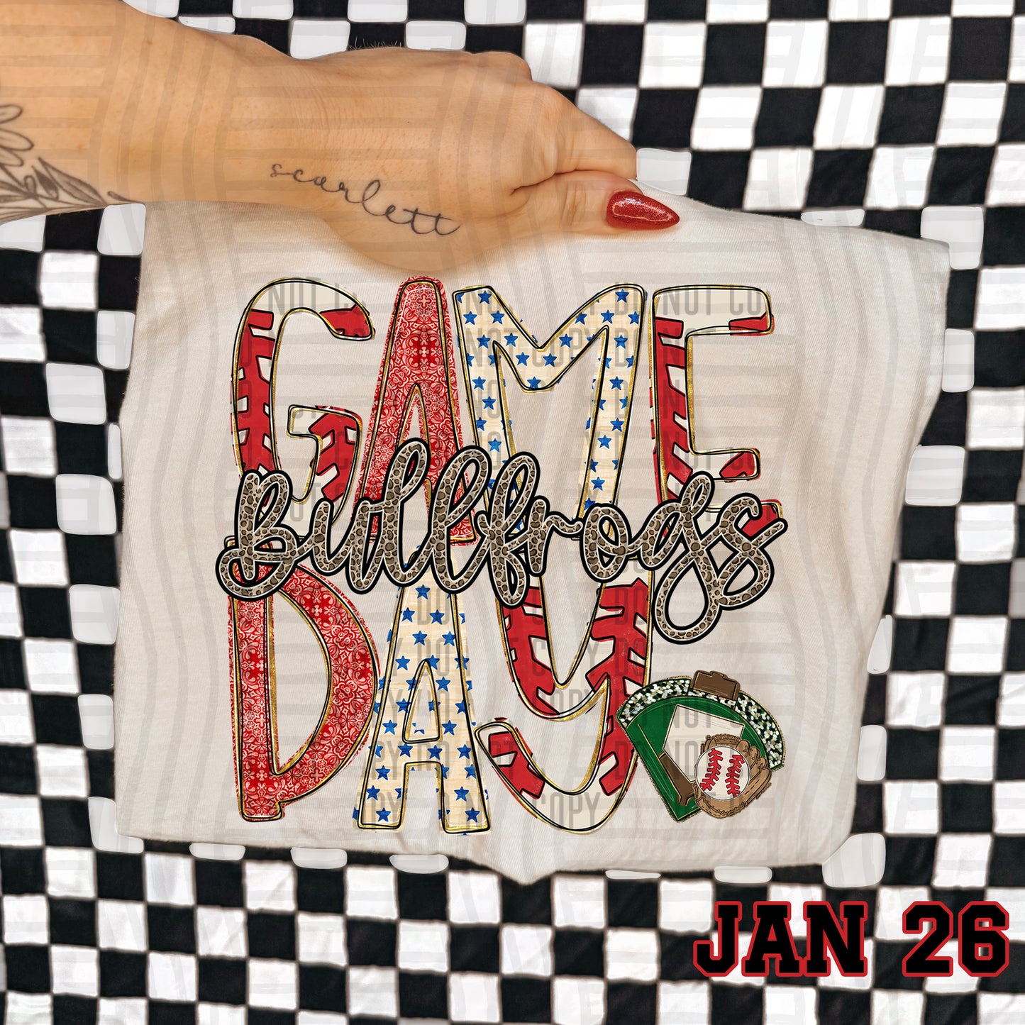 Game Day Baseball LEOPARD PRINT CENTER - Custom + DROPDOWN - 300 DPI digital download