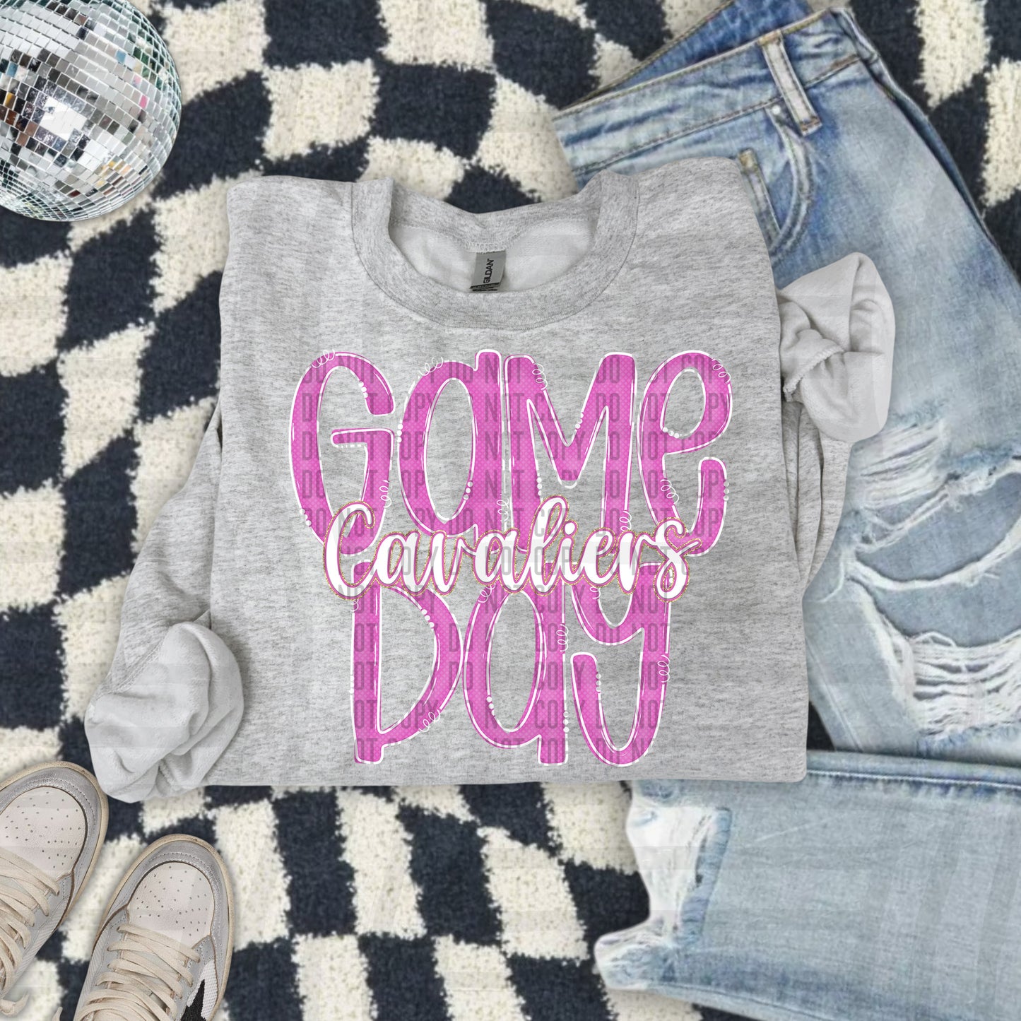 Pink - GAME DAY Doodles - 300 dpi Digital Download