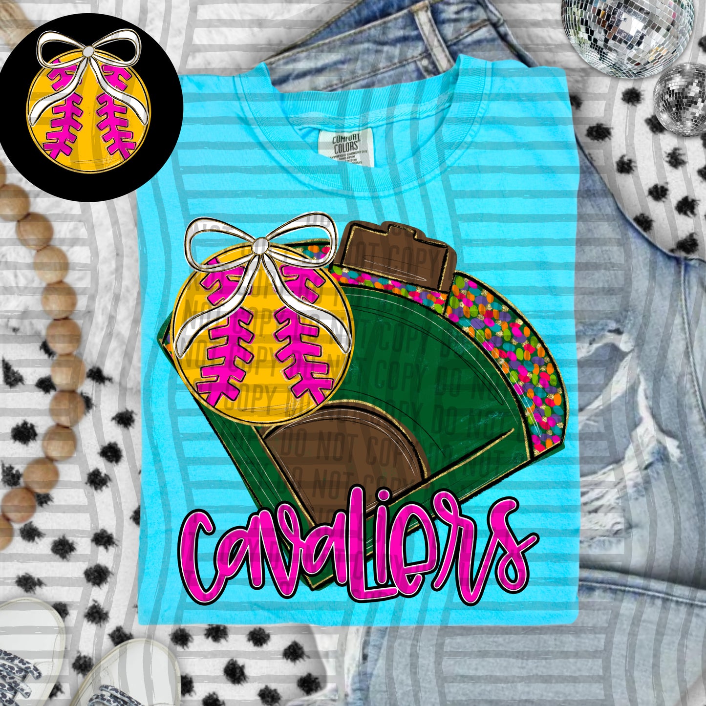 Preppy Softball Field - optional pocket + Custom + Dropdown - 300 dpi Digital Download