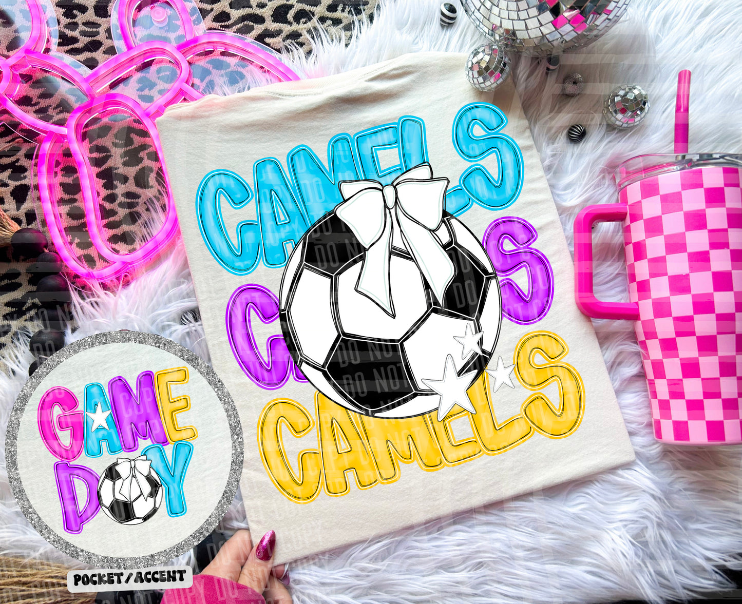 Bright Preppy Stacked Soccer Dropdown Digital Download 300DPI PNG FILE