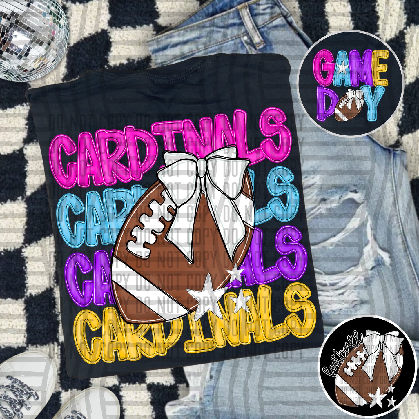 Bright Preppy Stacked Football with optional pocket/sleeve - DIGITAL DOWNLOAD 300 dpi