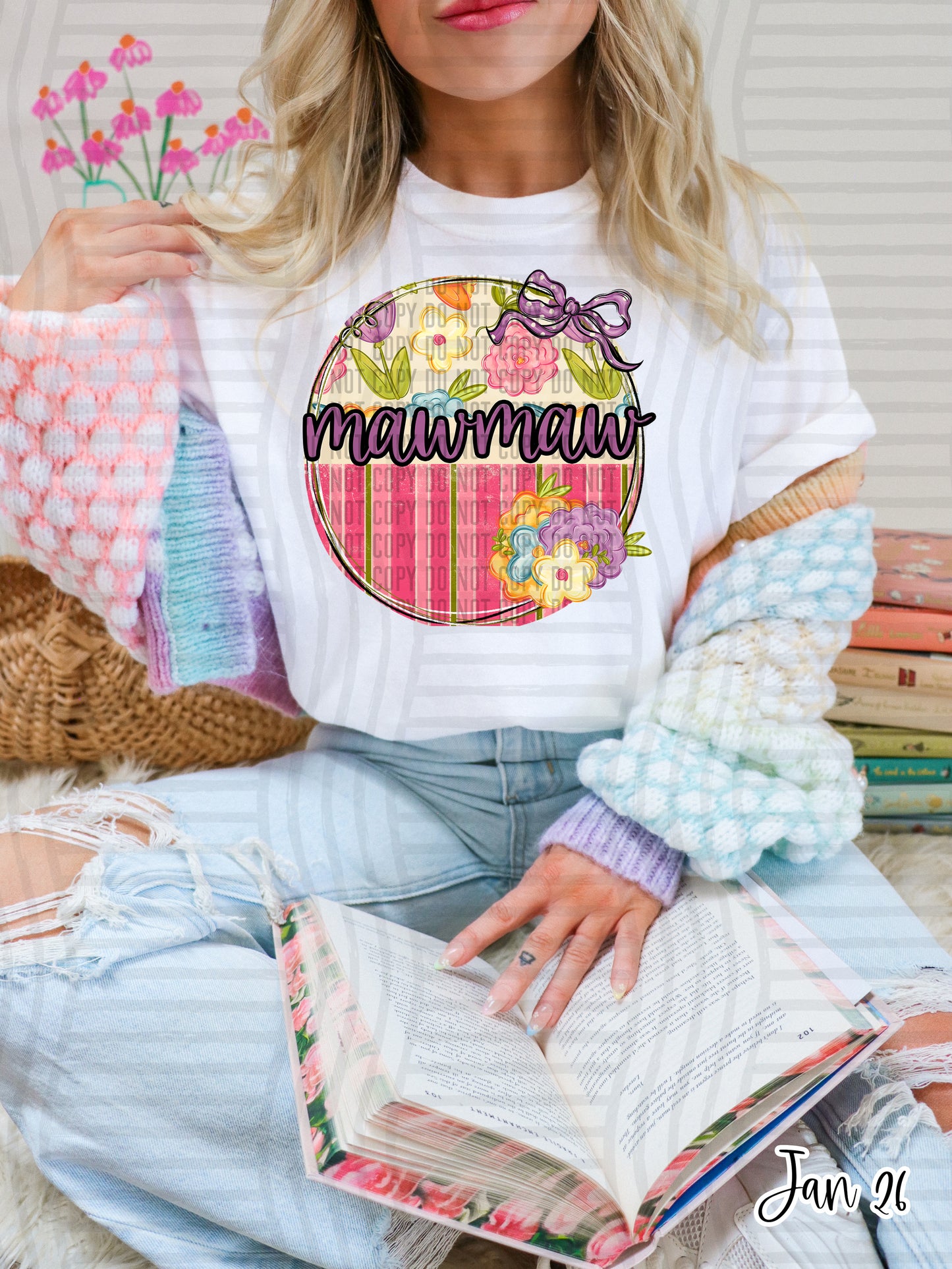 Floral Round NAMES - Custom + Dropdown 300 DPI digital download